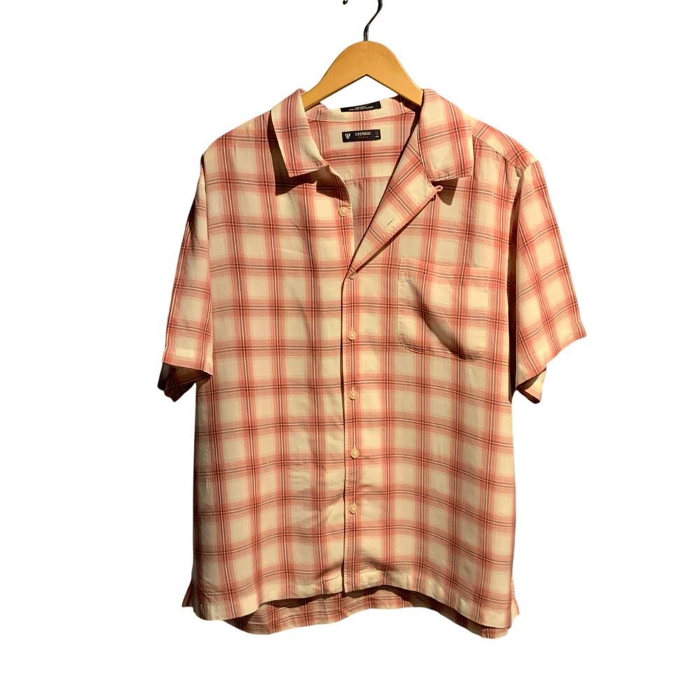 Cremiux Size XL premium red and white Plaid shirt short sleeve casual preppy